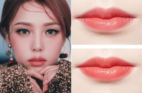 Phun môi collagen màu hồng cam