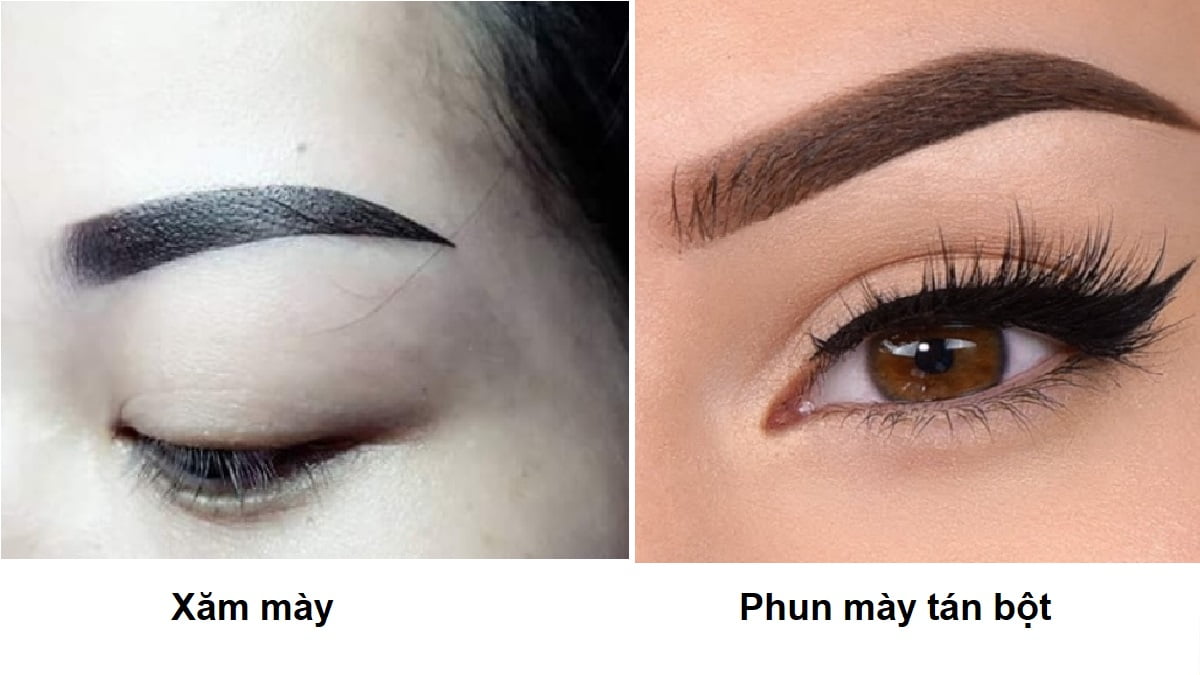 Phun xăm lông mày và phun mày tán bột khác nhau như thế nào?